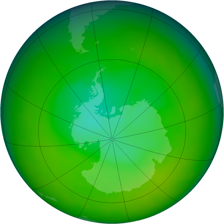 Antarctic ozone map for November 2012
